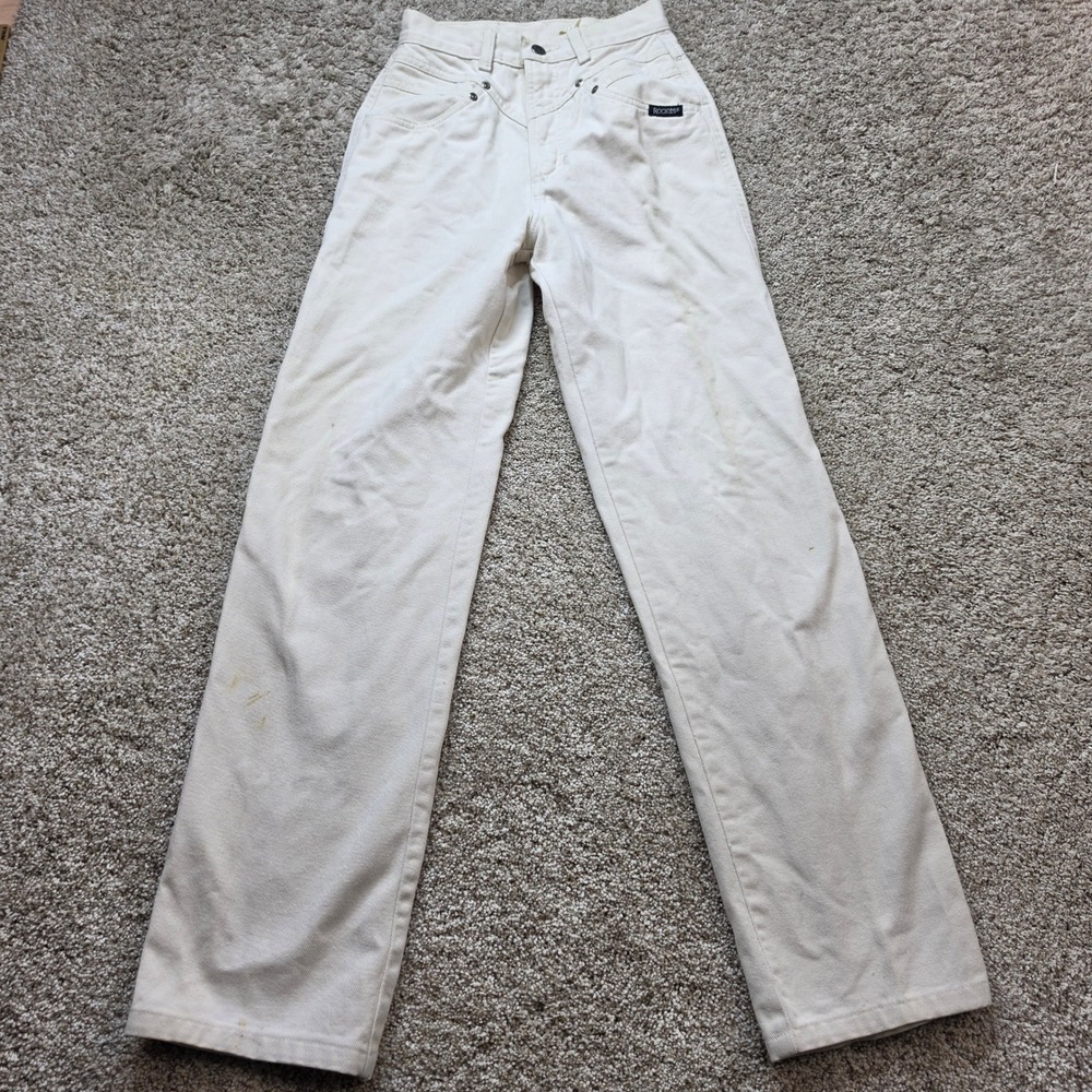 VINTAGE Rocky Mountain Jeans Women 25/1 Off White Western High Rise Straight Leg